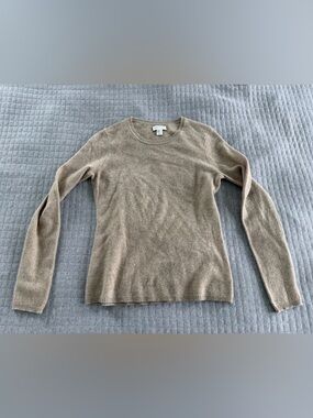 Adrienne Vittadini Beige Cashmere Crewneck Sweater
